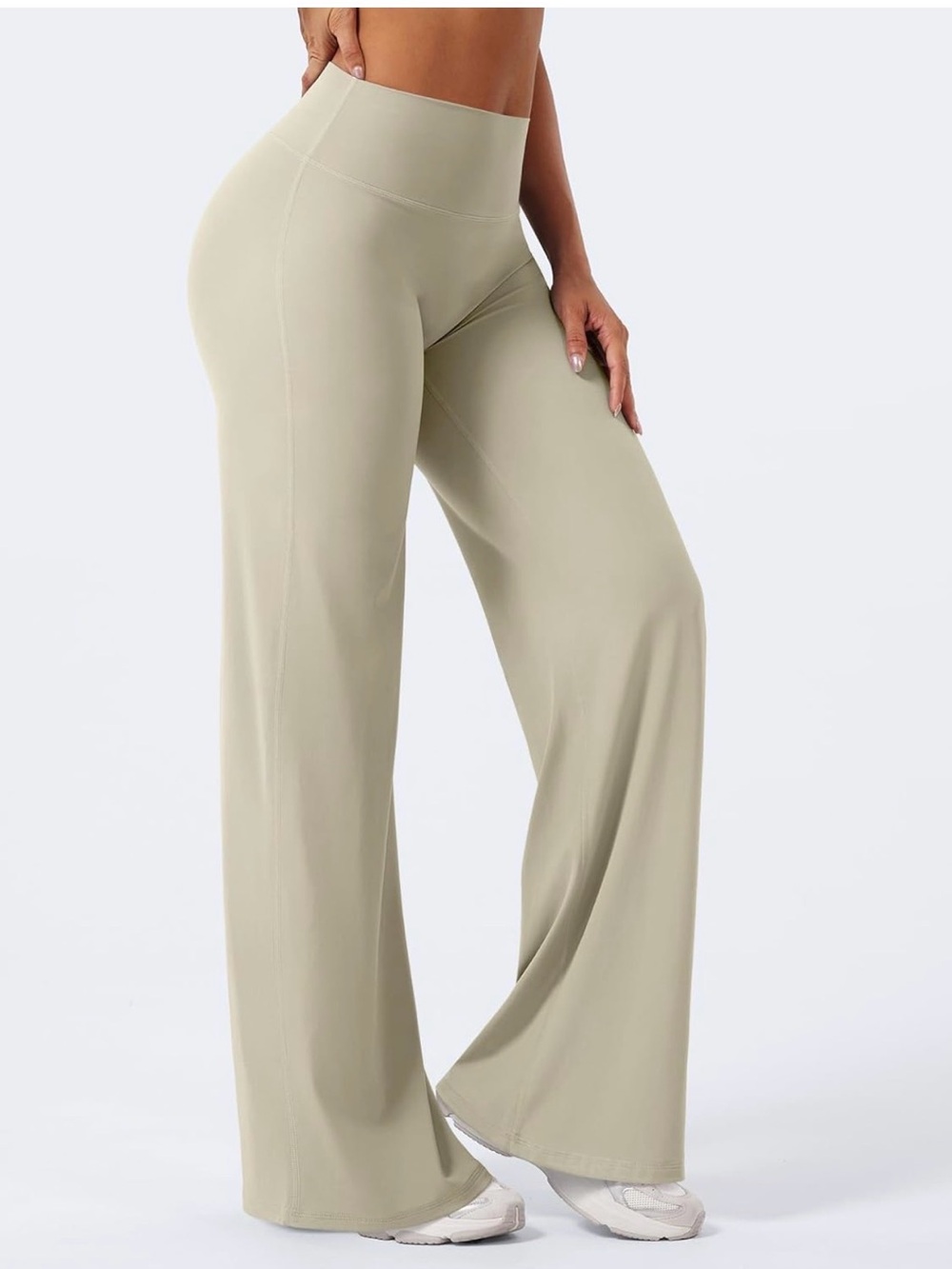 High-Rise Wide-Leg Pants in Light Sand
